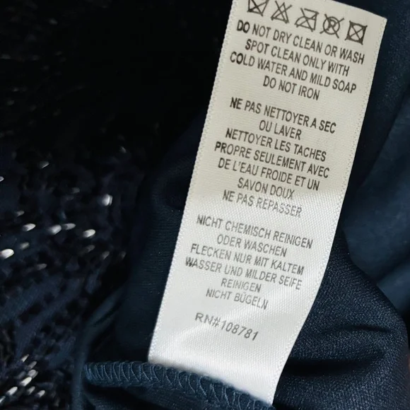 🥂 Aidan Mattox New Beaded Organza Formal Dress Navy Blue Size 6 - Picture 13 of 14